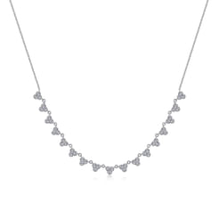 18 inch 14K White Gold Scalloped Diamond Choker Necklace