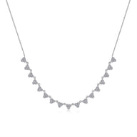18 inch 14K White Gold Scalloped Diamond Choker Necklace