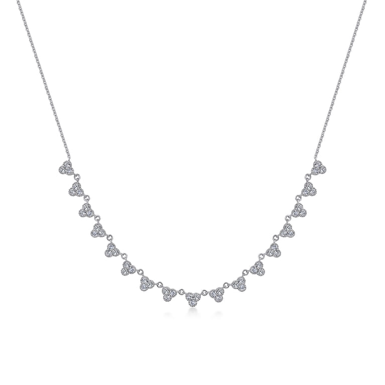 18 inch 14K White Gold Scalloped Diamond Choker Necklace - 0.7 ct - Shot 1