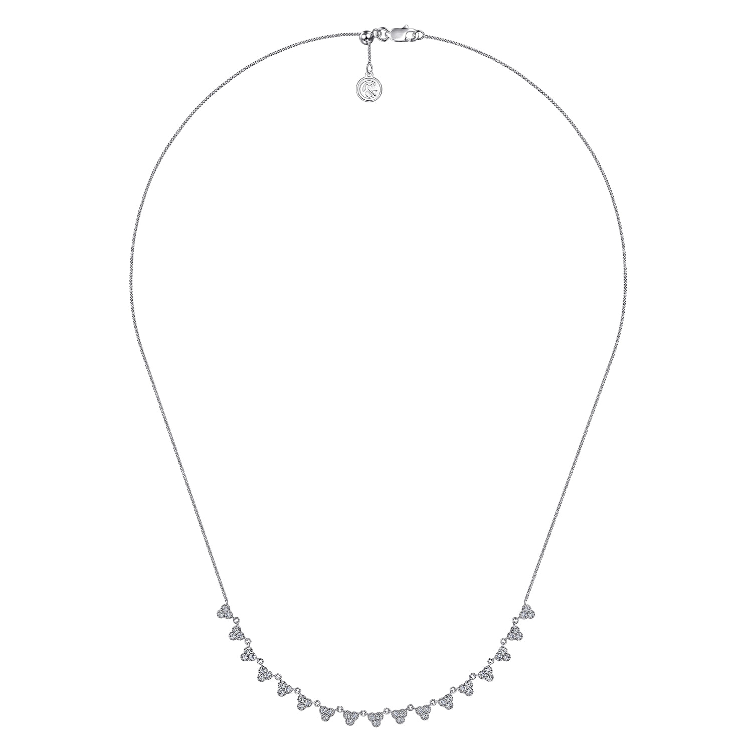 18 inch 14K White Gold Scalloped Diamond Choker Necklace - 0.7 ct - Shot 2