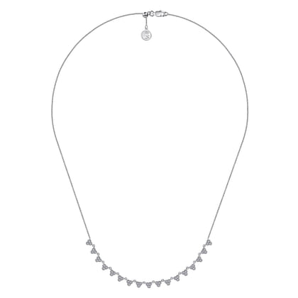 18 inch 14K White Gold Scalloped Diamond Choker Necklace