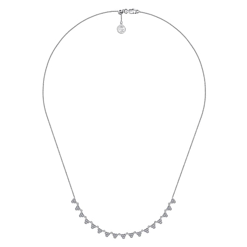 18 inch 14K White Gold Scalloped Diamond Choker Necklace - 0.7 ct - Shot 2