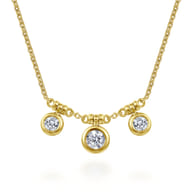 18 inch 14K Yellow Gold Bezel Set Diamond Drop Necklace
