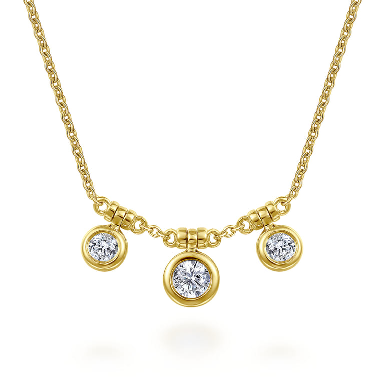 18 inch 14K Yellow Gold Bezel Set Diamond Drop Necklace - 0.2 ct - Shot 1
