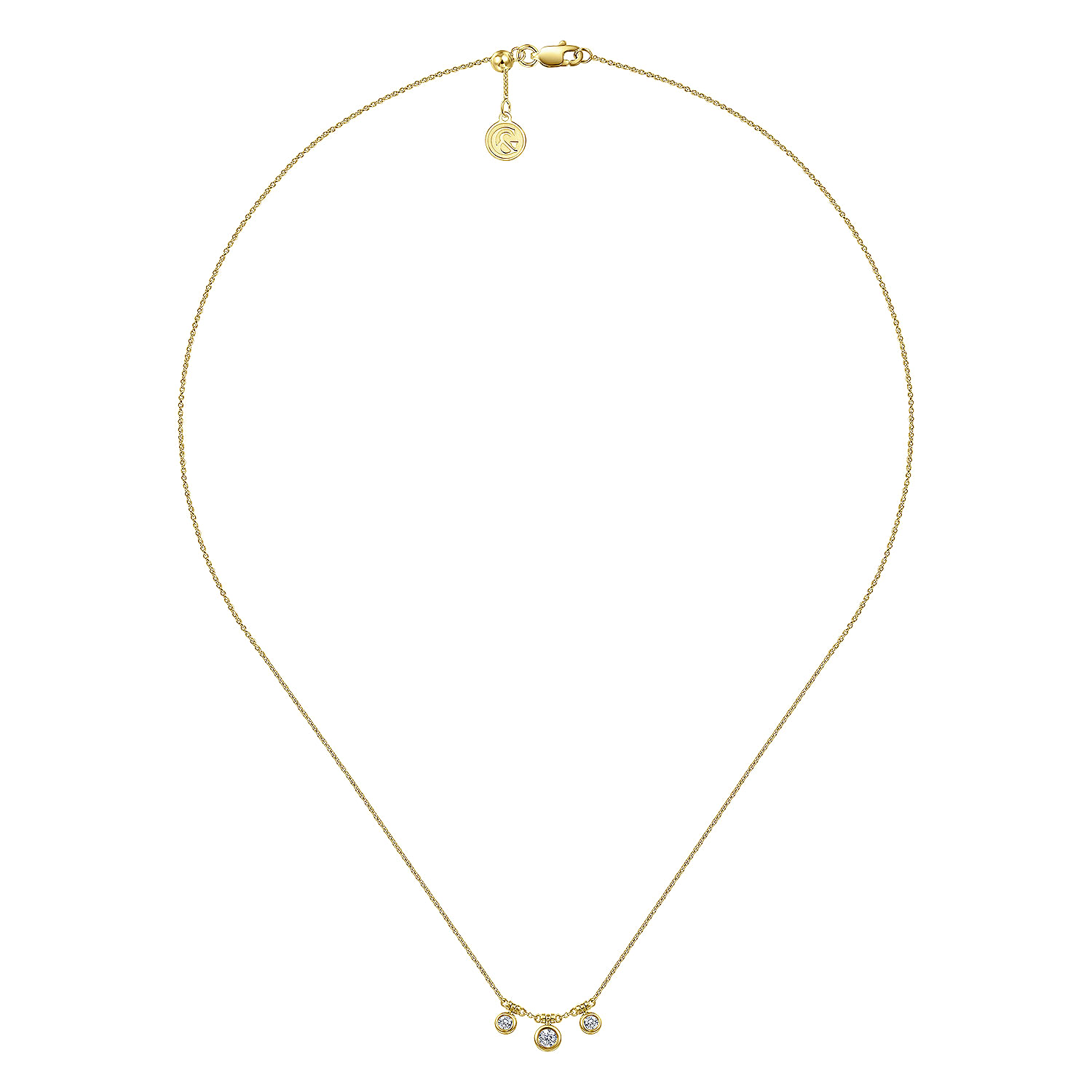 18 inch 14K Yellow Gold Bezel Set Diamond Drop Necklace - 0.2 ct - Shot 2