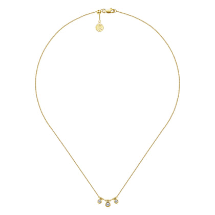 18 inch 14K Yellow Gold Bezel Set Diamond Drop Necklace