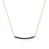 18 inch 14K Yellow Gold Black Diamond Pave Curved Bar Necklace - 0.2 ct