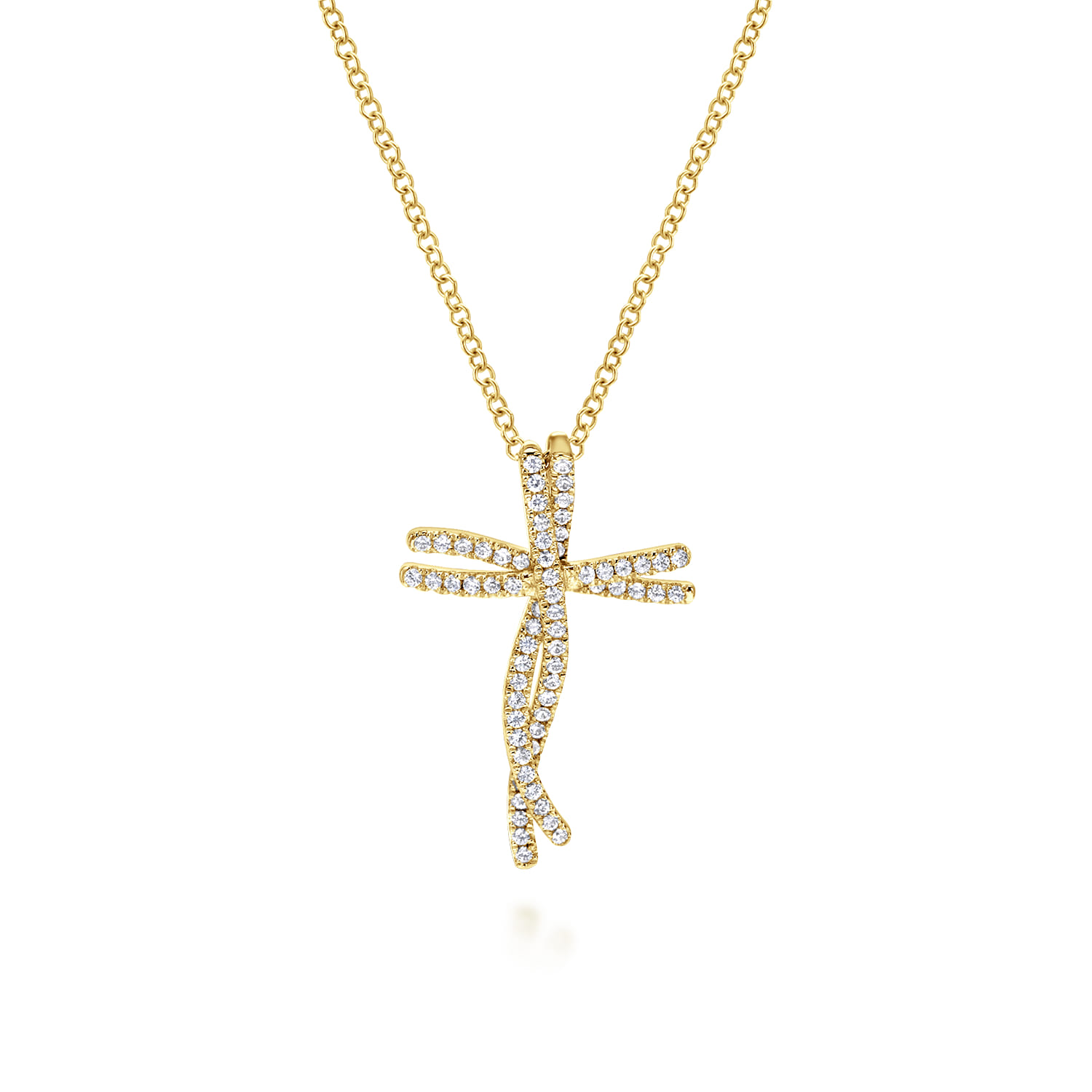 18 inch 14K Yellow Gold Dancing Diamond Cross Necklace - 0.26 ct - Shot 1