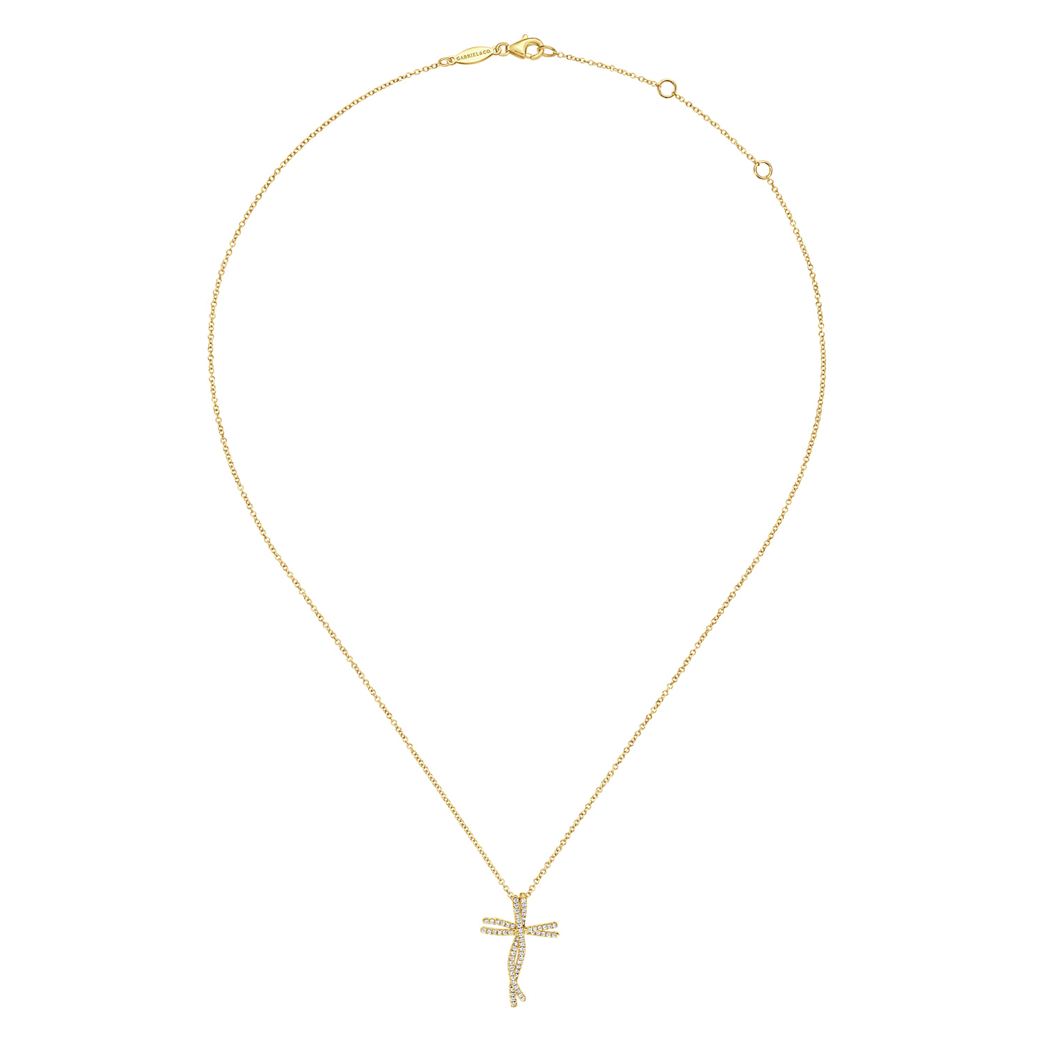 18 inch 14K Yellow Gold Dancing Diamond Cross Necklace - 0.26 ct - Shot 2