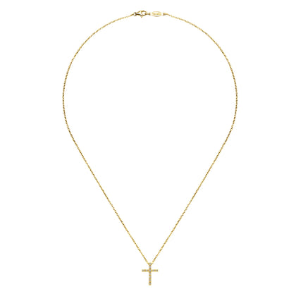 18 inch 14K Yellow Gold Diamond Cross Pendant Necklace