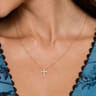 18 inch 14K Yellow Gold Diamond Cross Pendant Necklace - 0.1 ct