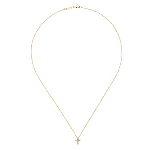 18 inch 14K Yellow Gold Diamond Cross Pendant Necklace