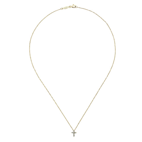 18 inch 14K Yellow Gold Diamond Cross Pendant Necklace - 0.24 ct - Shot 2