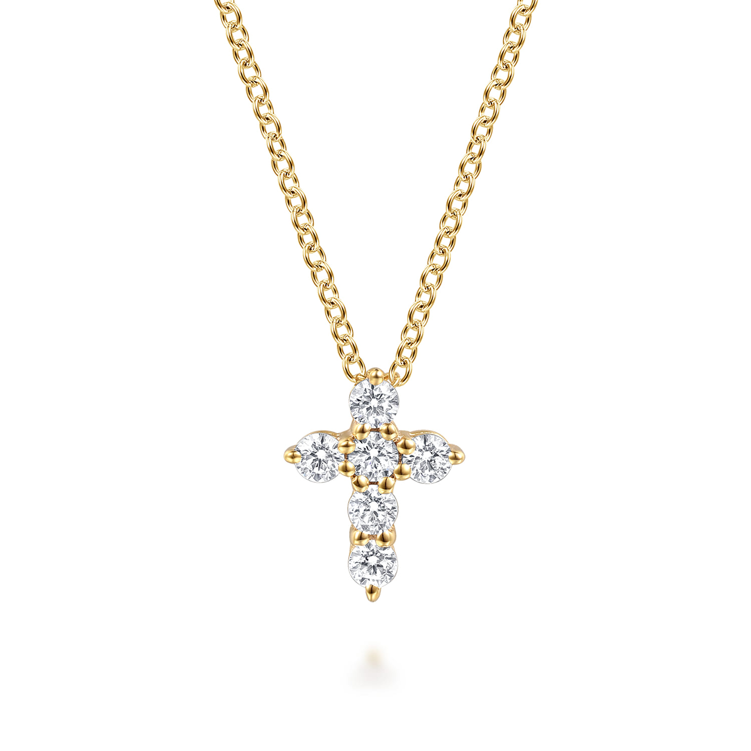 18 inch 14K Yellow Gold Diamond Cross Pendant Necklace - 0.24 ct - Shot 1