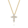 18 inch 14K Yellow Gold Diamond Cross Pendant Necklace - 0.24 ct