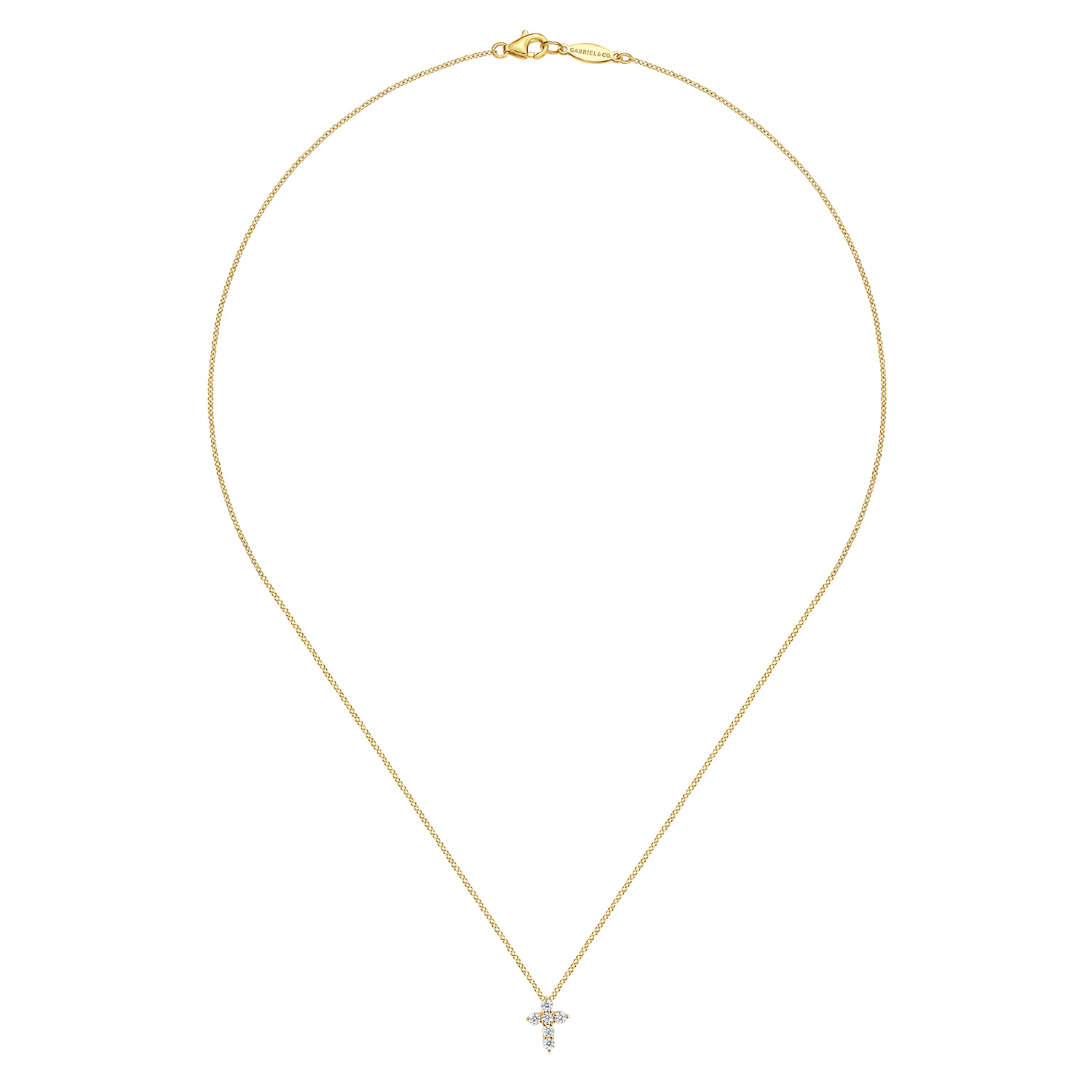 18 inch 14K Yellow Gold Diamond Cross Pendant Necklace - 0.24 ct - Shot 2