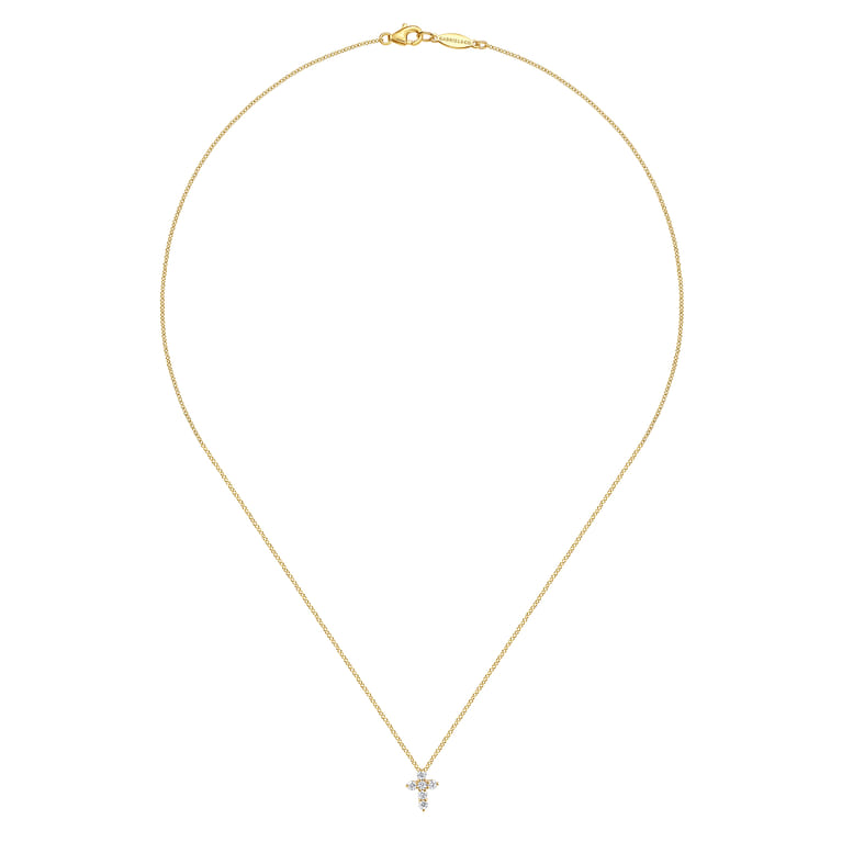 18 inch 14K Yellow Gold Diamond Cross Pendant Necklace - 0.24 ct - Shot 2