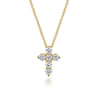 18 inch 14K Yellow Gold Diamond Cross Pendant Necklace - 0.49 ct