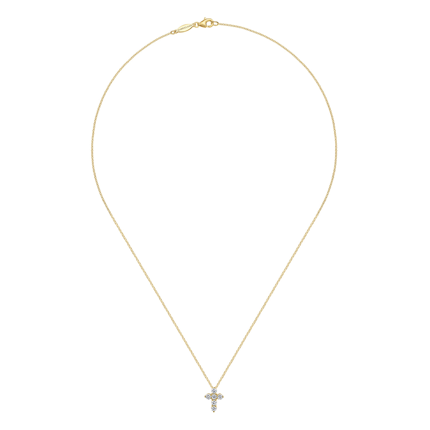 18 inch 14K Yellow Gold Diamond Cross Pendant Necklace - 0.49 ct - Shot 2