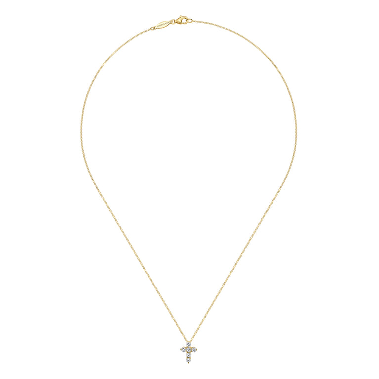 18 inch 14K Yellow Gold Diamond Cross Pendant Necklace - 0.49 ct - Shot 2