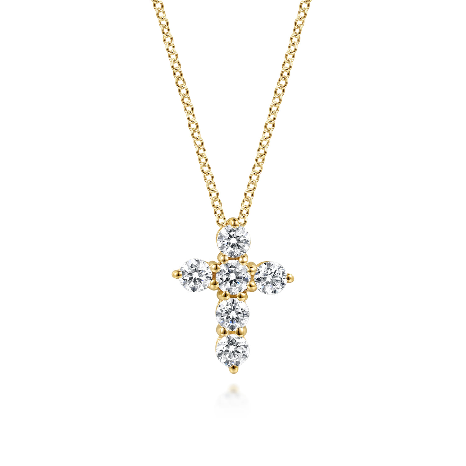 18 inch 14K Yellow Gold Diamond Cross Pendant Necklace - 0.74 ct - Shot 1