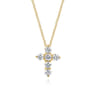 18 inch 14K Yellow Gold Diamond Cross Pendant Necklace - 0.74 ct
