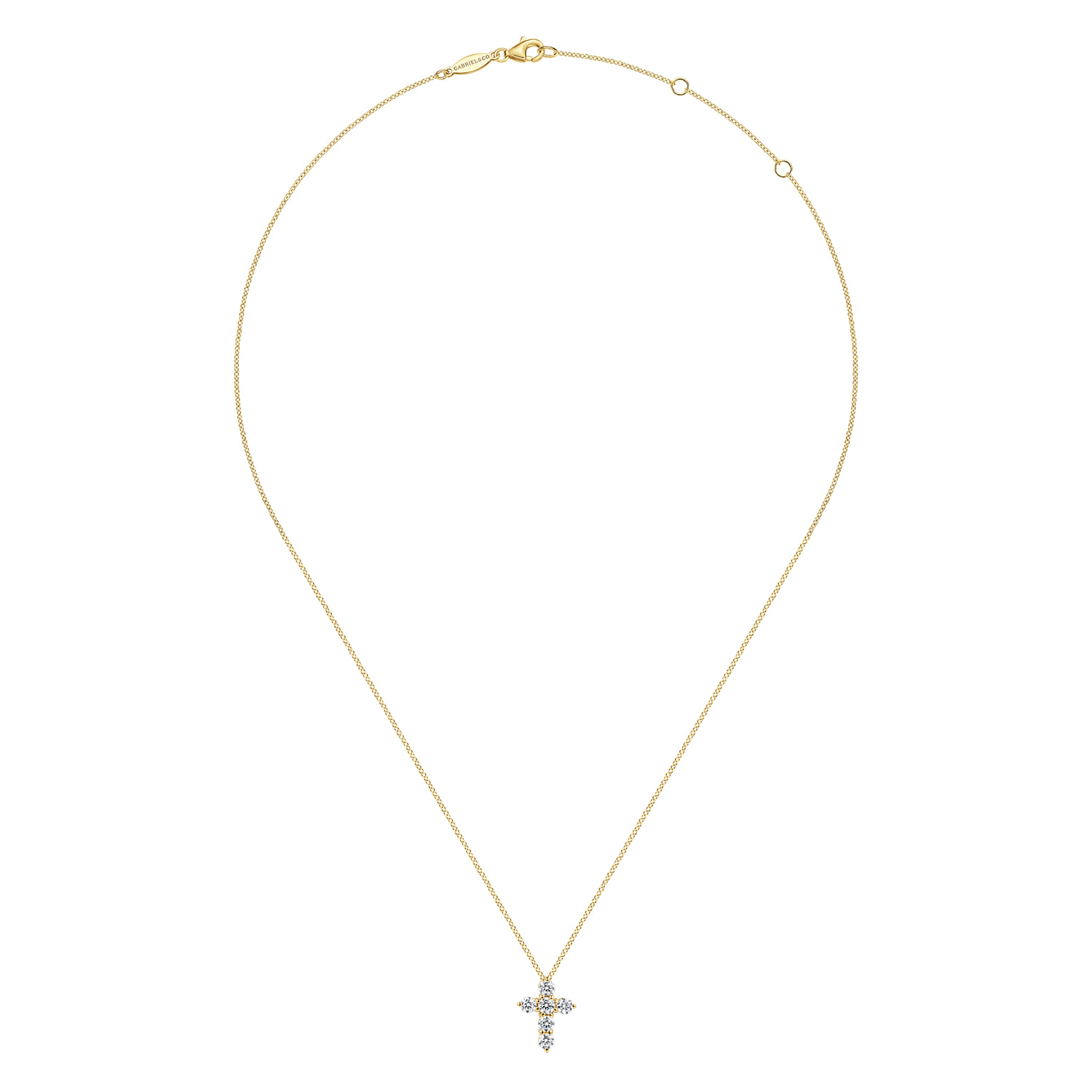 18 inch 14K Yellow Gold Diamond Cross Pendant Necklace - 0.74 ct - Shot 2