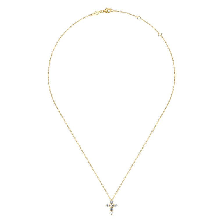 18 inch 14K Yellow Gold Diamond Cross Pendant Necklace - 0.74 ct - Shot 2