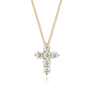18 inch 14K Yellow Gold Diamond Cross Pendant Necklace