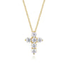 18 inch 14K Yellow Gold Diamond Cross Pendant Necklace - 1.05 ct