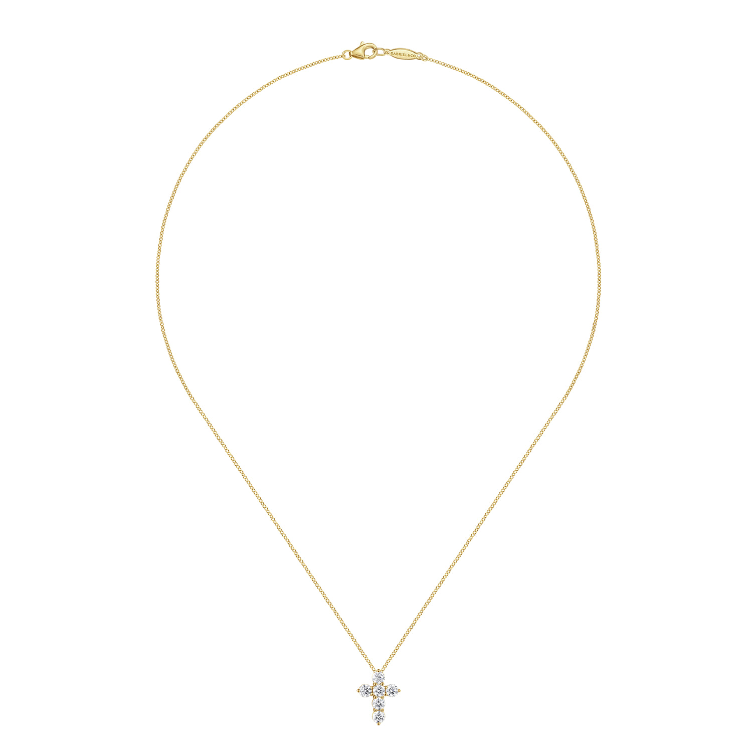 18 inch 14K Yellow Gold Diamond Cross Pendant Necklace - 1.05 ct - Shot 2