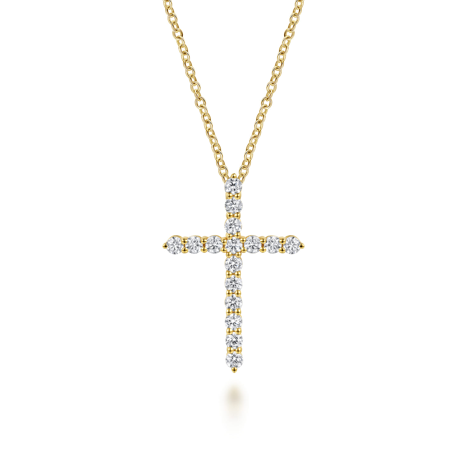 18 inch 14K Yellow Gold Diamond Cross Pendant Necklace - 0.94 ct - Shot 1