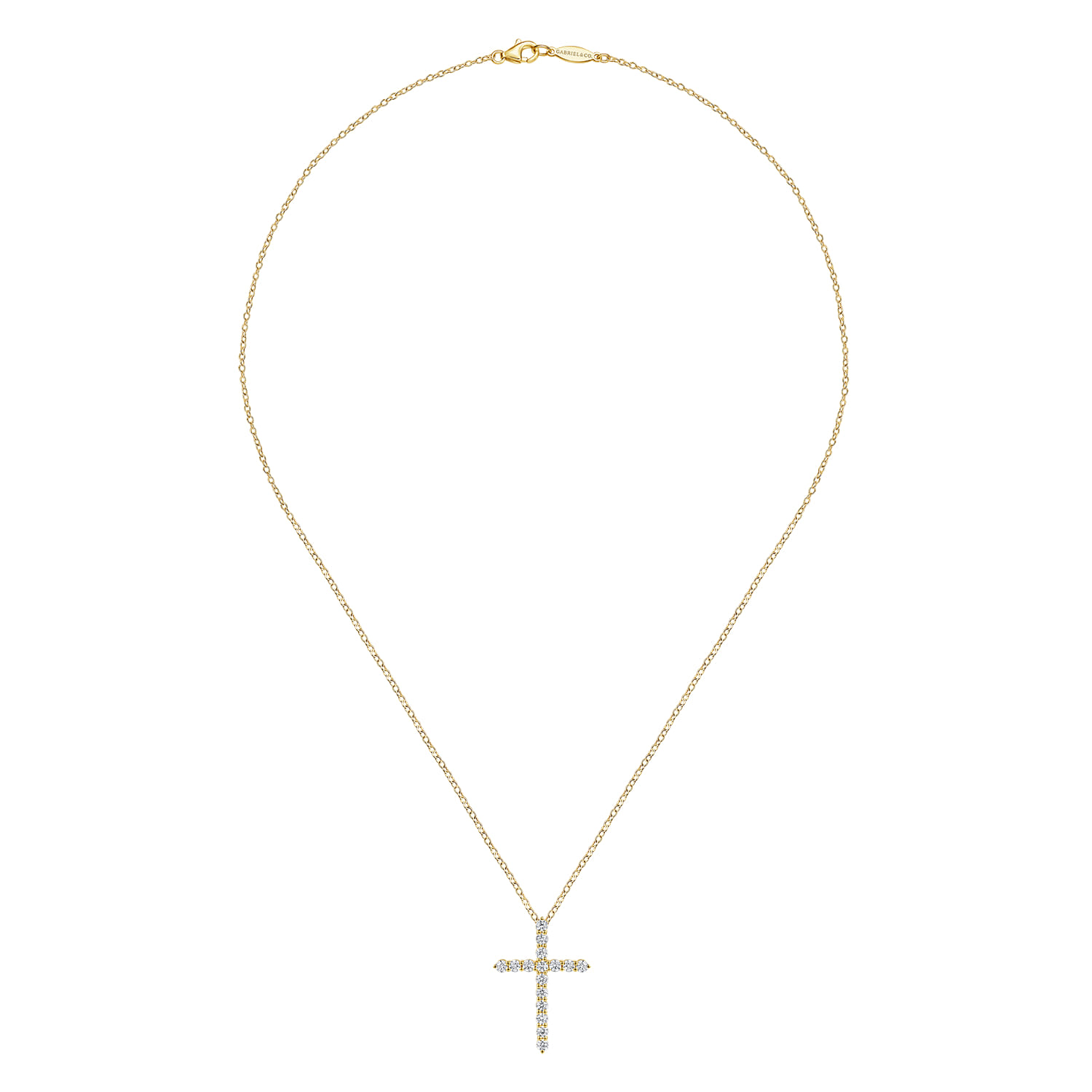 18 inch 14K Yellow Gold Diamond Cross Pendant Necklace - 0.94 ct - Shot 2