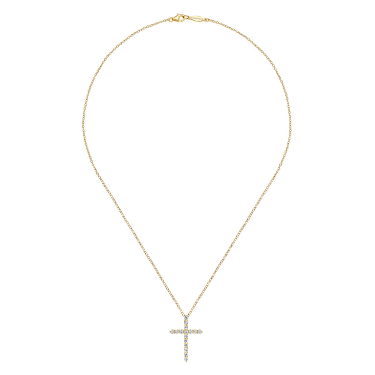18 inch 14K Yellow Gold Diamond Cross Pendant Necklace - 0.94 ct - Shot 2
