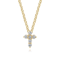 18 inch 14K Yellow Gold Diamond Cross Pendant Necklace
