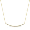 18 inch 14K Yellow Gold Diamond Pave Curved Bar Necklace - 0.4 ct