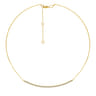 18 inch 14K Yellow Gold Diamond Pave Curved Bar Necklace - 0.4 ct
