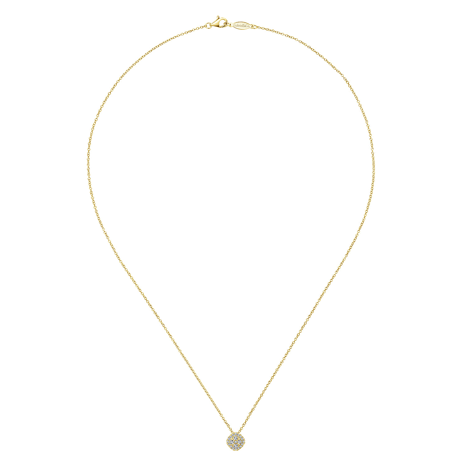 18 inch 14K Yellow Gold Diamond Pave Cushion Pendant Necklace - 0.22 ct - Shot 2