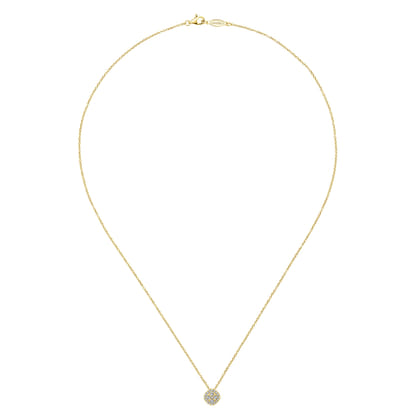 18 inch 14K Yellow Gold Diamond Pave Cushion Pendant Necklace