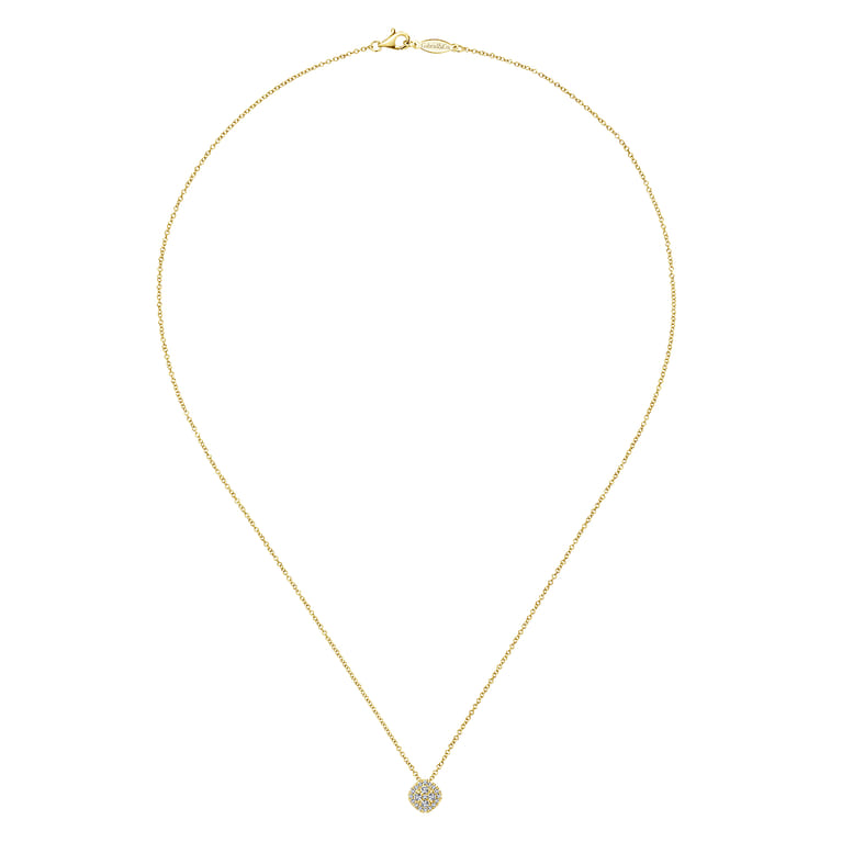 18 inch 14K Yellow Gold Diamond Pave Cushion Pendant Necklace - 0.22 ct - Shot 2