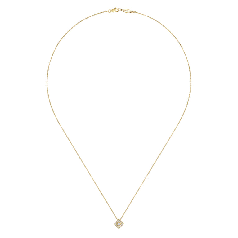 18 inch 14K Yellow Gold Diamond Square Pendant Necklace - 0.11 ct - Shot 2