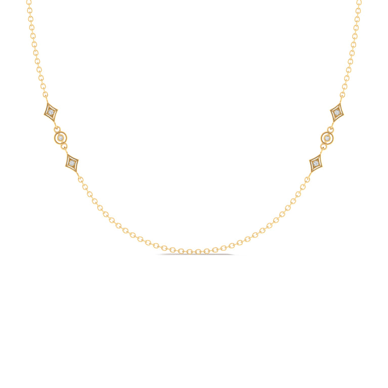 18 inch 14K Yellow Gold Diamond Station - 0.21 ct - Shot 1