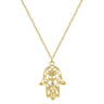 18 inch 14K Yellow Gold Filigree Diamond Hamsa Pendant Necklace - 0.02 ct