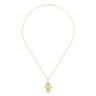 18 inch 14K Yellow Gold Filigree Diamond Hamsa Pendant Necklace - 0.02 ct