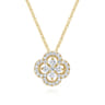 18 inch 14K Yellow Gold Open Clover Diamond Pendant Necklace - 0.28 ct