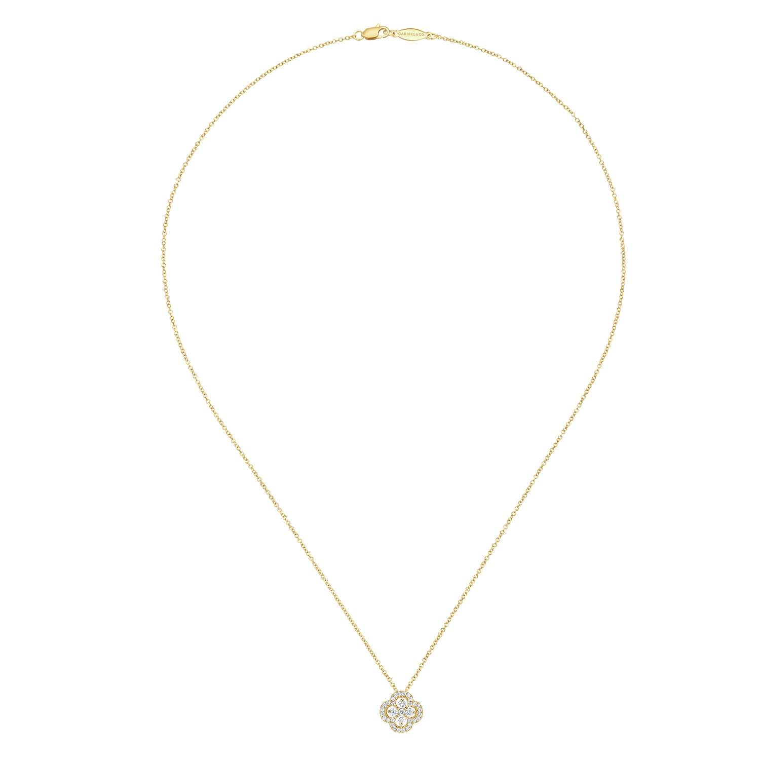 18 inch 14K Yellow Gold Open Clover Diamond Pendant Necklace - 0.28 ct - Shot 2