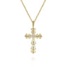 18 inch 14K Yellow Gold Open Diamond Cross Pendant Necklace - 0.6 ct