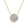 18 inch 14K Yellow Gold Pave Diamond Cushion Pendant Necklace - 0.7 ct