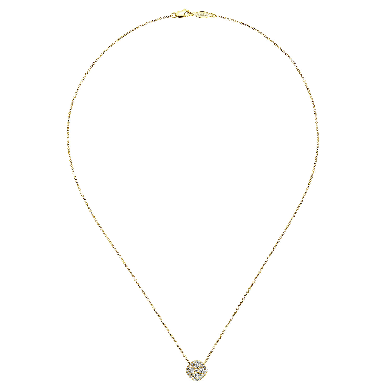 18 inch 14K Yellow Gold Pave Diamond Cushion Pendant Necklace - 0.7 ct - Shot 2