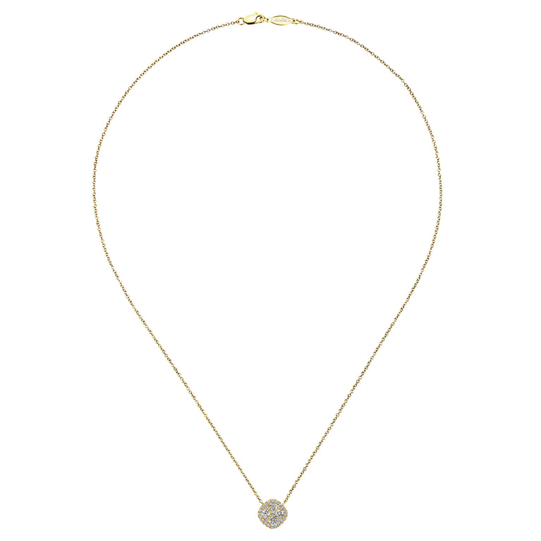 18 inch 14K Yellow Gold Pave Diamond Cushion Pendant Necklace - 0.7 ct - Shot 2